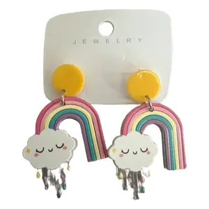 & Other Stories Adorable Rainbow with Rain Cloud Acrylic Drop Earrings NWT thumbnail 2
