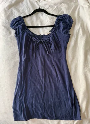 LA Hearts Navy Blue Mini Linen Dress thumbnail 1