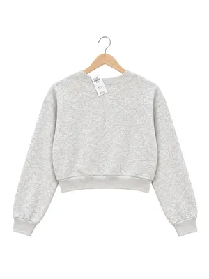 NWT Hollister Malibu Southern California Grey Crewneck cropped Sweatshirt M thumbnail 3
