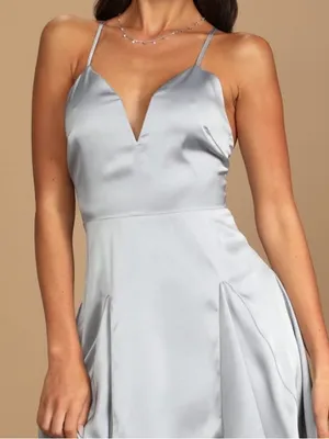 NEW!! Lulus A Dream Come True Light Blue Satin‎ Mini Dress thumbnail 3