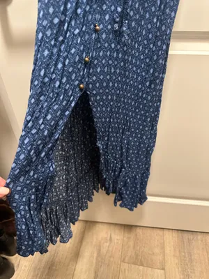 Blue Patterned Flowy Dress thumbnail 4