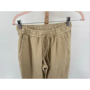 Zara Cotton Pull On Drawstring Pants Tan Straight Leg Women’s Size S thumbnail 6