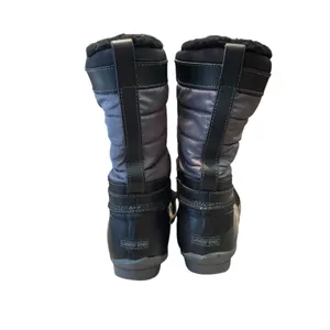 Lands End Womens 502432 Lined Winter Duck Boots‎ Mid Calf Lace Up Black Gray 11 thumbnail 4