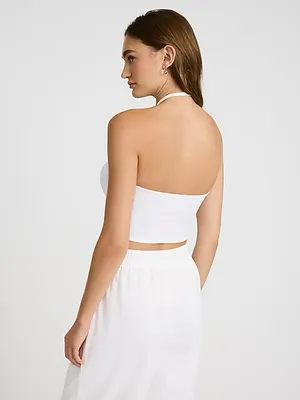 Express White Halter Crop Top - Women thumbnail 3