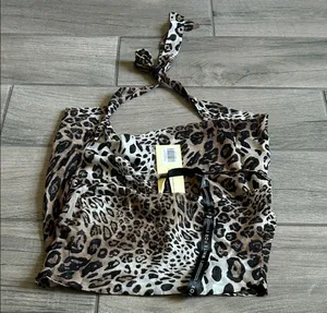 White Fox Boutique like a dime leopard halter top thumbnail 7