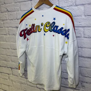 Authentic Disney Spirit Jersey Feelin Classic Sz XS White Velour Mickey Rainbow thumbnail 10
