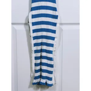 Solid & Striped Womens Ribbed Midi Dress Large Blue White Stripe Resort Beachy thumbnail 10