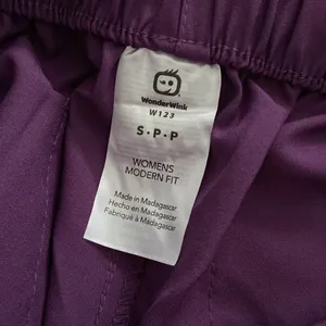 Wonder Wink Women's Flat Front Cargo Pants scrubs eggplant modern fit Small Tall thumbnail 5
