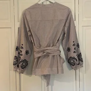 J.Crew striped embroidered tie front blouse size M thumbnail 8