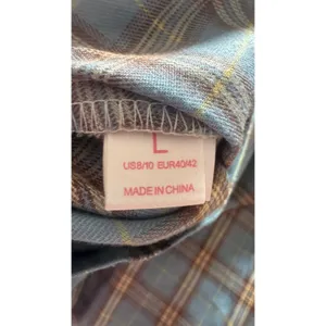 Blue Plaid Pleated Mini Skirt Side Zip Button Back Slit‎ Size L US 8/10 thumbnail 3