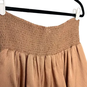 Aerie Ruched Uptown Mini Skirt Size Large Boho Pebble Brown Satin Festival Party thumbnail 10