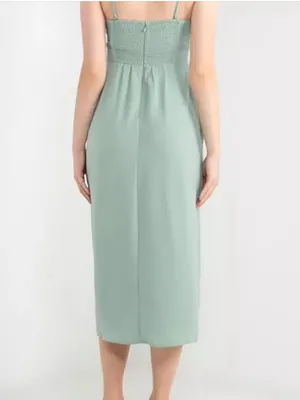 Abercrombie Corset Lace Up Seafoam Green Midi Dress Large Tall New Tags thumbnail 2