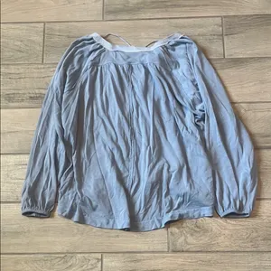 We The Free Blue Relaxed 3/4 Sleeve Blouse with Mandarin Collar thumbnail 8