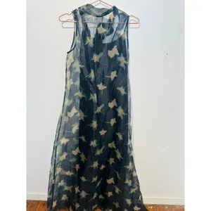 STAUD Black Mesh White Design Overlay Mock Neck Bow Tie Back Albee Gown sz Small thumbnail 3