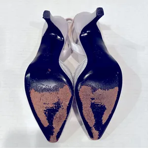 St. John Slingback Pointy Toe Pumps Women's 7.5B Silver Leather Strap‎ Vintage thumbnail 4