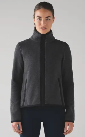 Lululemon Its Fleecing Cold Zip Up Jacket Women’s Sz 6 Heathered Black Fleece thumbnail 1