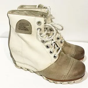 Sorel Size 6.5 Joan of Arctic White Canvas Wedge Booties NL2174-125 Camo thumbnail 3