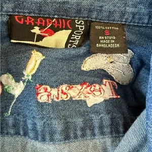 Lone Star State Texas Gal Denim Button Front Shirt Size‎ Small Embroidered thumbnail 6