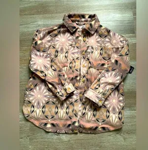 O’Neill Super Fleece Flannel Pattern Floral Multi Color Pink Purple Soft Size M thumbnail 1