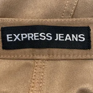 EXPRESS Skirt Womens 2 Faux Suede Mini Exposed Button‎ A Line Light Tan Beige thumbnail 4