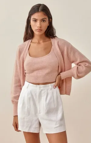 Reformation Varenne Cashmere Cardigan in Blush Size XS thumbnail 1