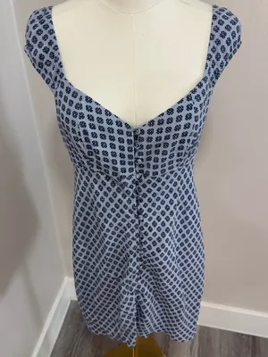 Madewell Cap-Sleeve Button-Front Mini Dress‎ in Geometric Print Size 6 Lavender thumbnail 3