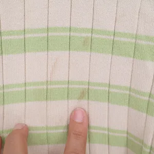 First Issue Sweater Womens Small Henley V-Neck Green Striped Ribbed Good thumbnail 3
