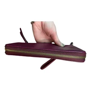 Joy Susan Chloe Purple vegan Leather Wristlet Clutch multi zip pockets wallet thumbnail 6