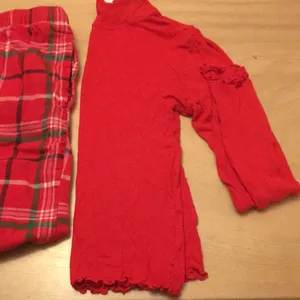 Womens 2Pc plaid pj top & pants set Red Size Small/Medium thumbnail 4