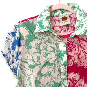 FARM RIO‎ Tropical Chita Floral Button Down Shirt Medium thumbnail 4