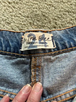 We The Free Light Blue Button Fly Distressed Denim Mini Skirt thumbnail 6