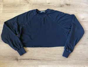 Double Zero Black Cropped Crewneck Sweatshirt thumbnail 1