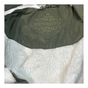 Joujou Bomber Jacket‎ Women Large Olive Green Faux Fur Lined Full Zip Utility thumbnail 12