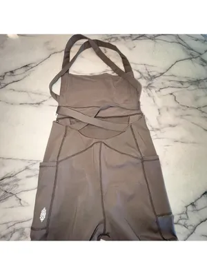 FREE PEOPLE Movement S Charcoal Brown My High One Piece Jumpsuit Small NEW pants thumbnail 8