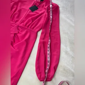 Revolve NBD Pink Sheath Dress with Bishop Sleeves and Plunge Neckline thumbnail 8