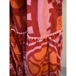 Kings Road Belted Tiered‎ Mini Dress Block Print Pink Red Size Small Shirtdress thumbnail 5