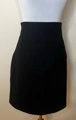 Jenni Kayne Wool blend high waist pencil skirt black pinstripe silk lined NEW 8 thumbnail 1