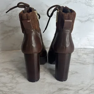 Antonio Melani - Penn Leather And Fabric Lug Sole Booties lace up platform 6M thumbnail 8