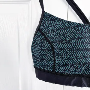 Lululemon Rise and Run Bra Mini Trax Deep Green Black Racerback Sports Bra thumbnail 2