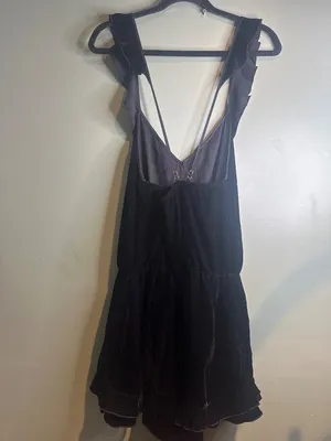 Victorias Secret Y2K Black Velvet Romper L Dark Fairy Romantic Whimsigoth Witchy thumbnail 6