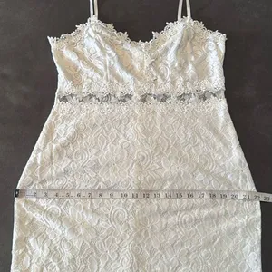 White Floral Lace Mermaid BodyCon Party Dress Sheer RuffleHem Size USXL (tag3XL) thumbnail 8