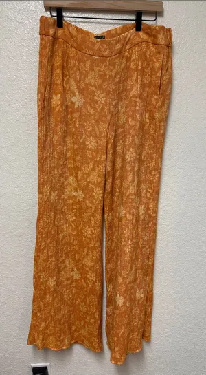 WONDERLY Yellow-Orange Floral Wide-Leg Pants Size XL thumbnail 1