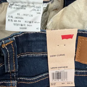 Levis’s Jeans Women’s 5S/27 Dark Blue Demi Curve Low Skinny Leg Whiskered NWT thumbnail 7
