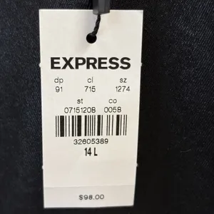 NWT Express Womens 14L Pants‎ Satin Coated Black Skyscraper Mid Rise Split Hem thumbnail 8