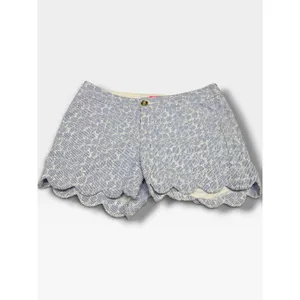 Lilly Pulitzer Buttercup Crew Blue Floral Eyelet Scallop Shorts Size 2 thumbnail 3