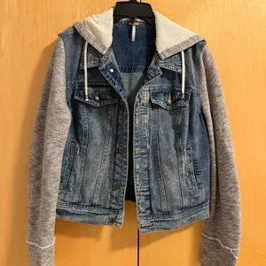 Free People denim knit jacket thumbnail 3
