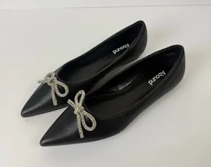 Abound NWOT Gorgi Flats Pointed Toe with Crystal Bow Black Faux Leather Size 7.5 thumbnail 1