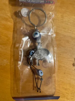 Evil Eye Elephant Silver Tone Keychain thumbnail 3