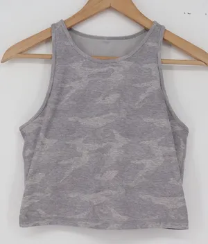 Vuori Tank Top Womens S Cropped High Neck Grey Camo Racerback Excellent thumbnail 1