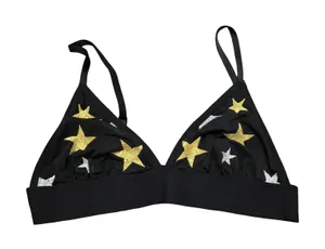 Pink by Victoria's Secret Black Star Bralette Size: L thumbnail 1